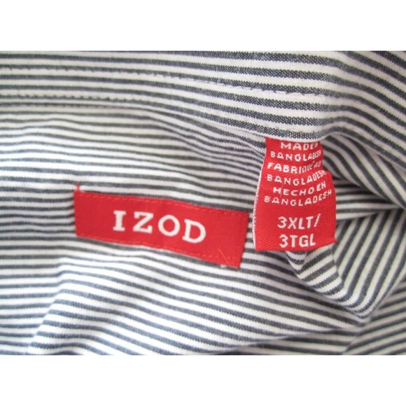 Men's Izod Cotton Stripe Button Long Sleeve Shirt Sz 3XLT (MT673) - Picture 2 of 9